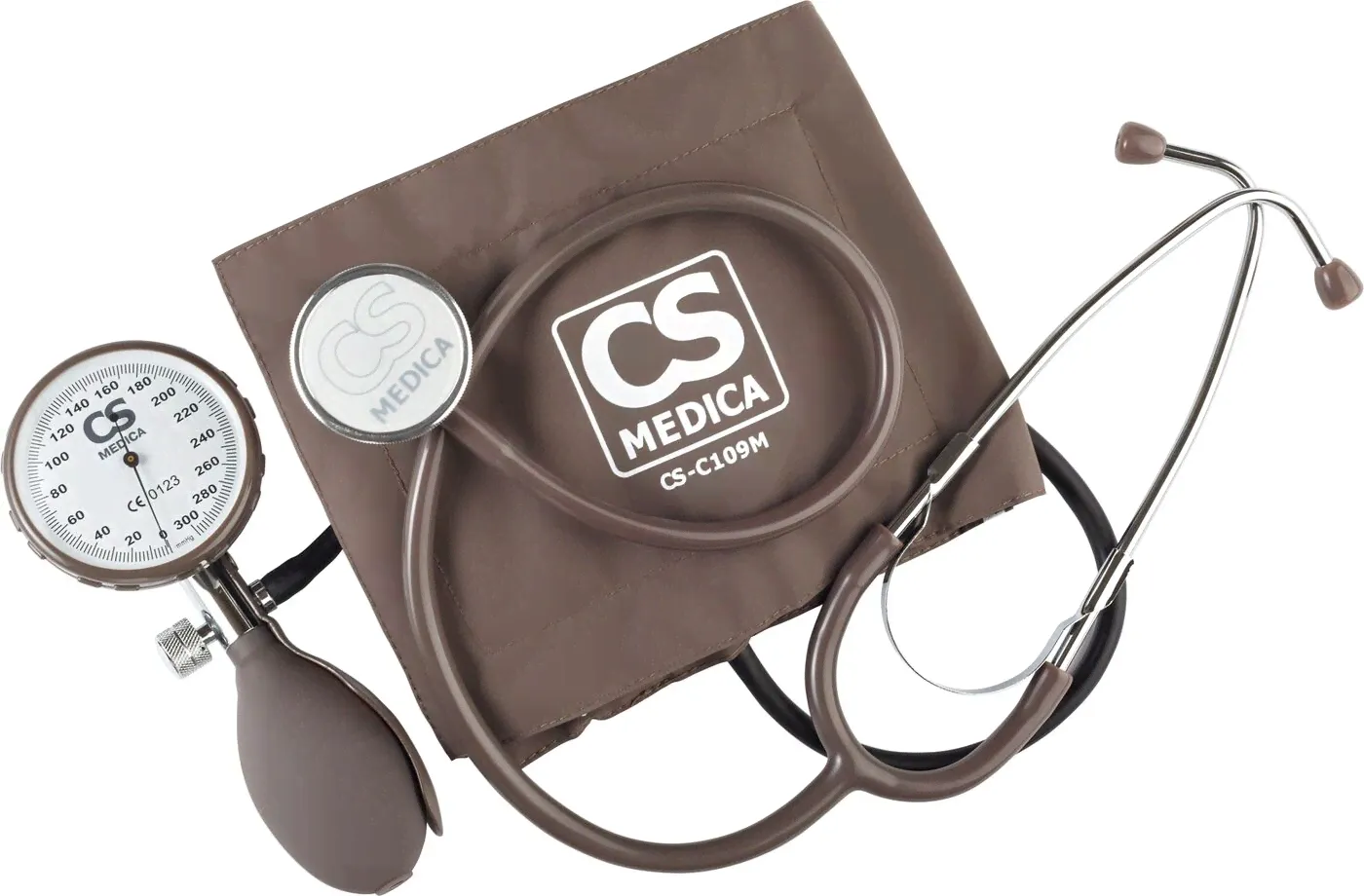 Тонометр механический CS Medica CS-109-Pro в комплекте с фонендоскопом, увеличенным манометром и 3 манжетами без фиксирующего кольца, для окружности плеча 17 - 24 см, 22 - 38 см и 34 - 50 см